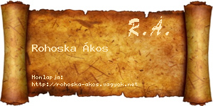 Rohoska Ákos névjegykártya