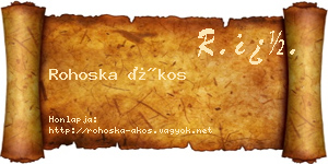 Rohoska Ákos névjegykártya